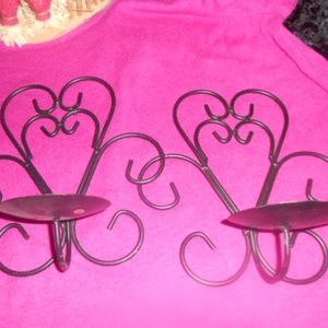 4 Metal scroll design wall mount candleholders